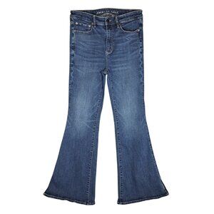 American Eagle Super High Rise Flare Jeans Womens Sz 8 Next Level Stretch Slits